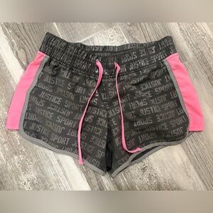 Justice Sport Gray Shorts with Pink Accents